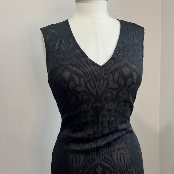 Cache Black Illusion Bodycon Cocktail Dress Sleeveless Party Sexy Fitted Sz 2 - Picture 4 of 9